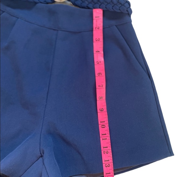 Blue Belted High Waisted Lined Shorts - Size Small - Picture 6 of 7